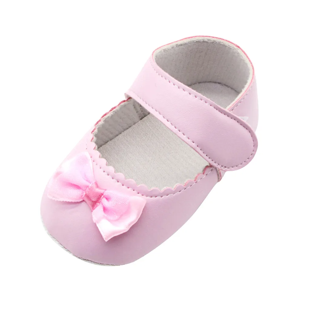Newborn Baby Shoes Autumn Bow Solid First Walker Anti Slip Soft Sole Baby Girl Shoes Pink White Casual Toddler Shoes For 0-18M