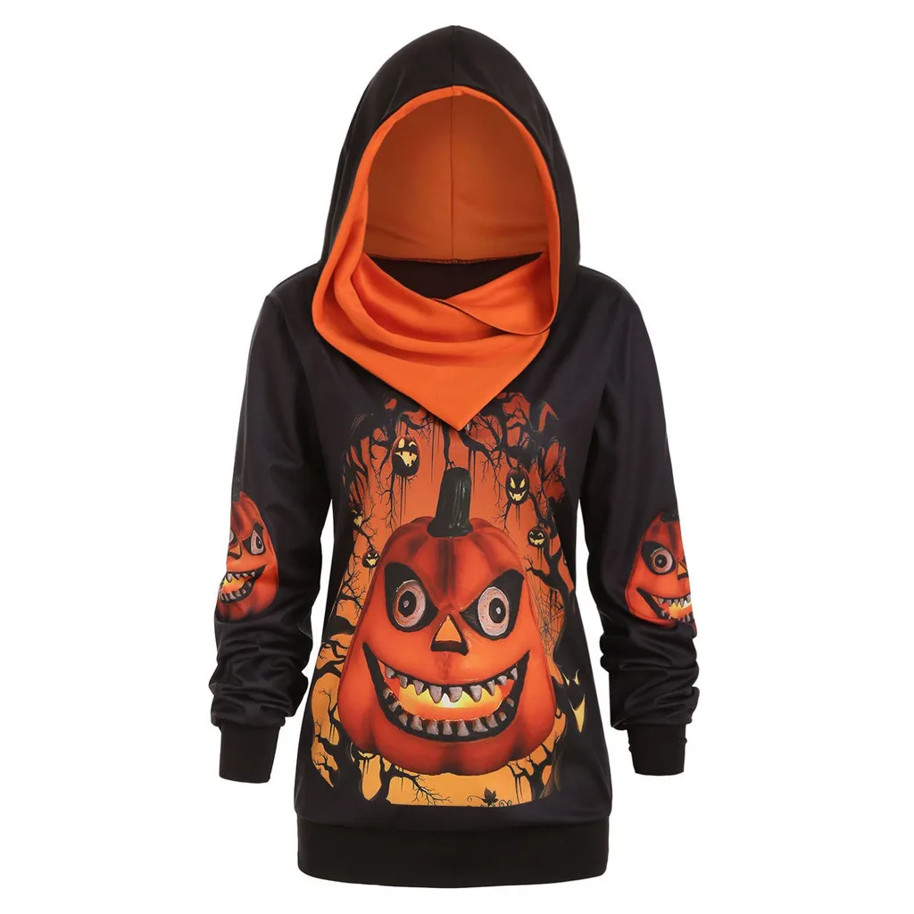 Hoodies Women All Saints' Day 2019 Print Hooded Gothic Streetwear Oversized Hoodie Hoodies And Sweatshirts Women Pullovers