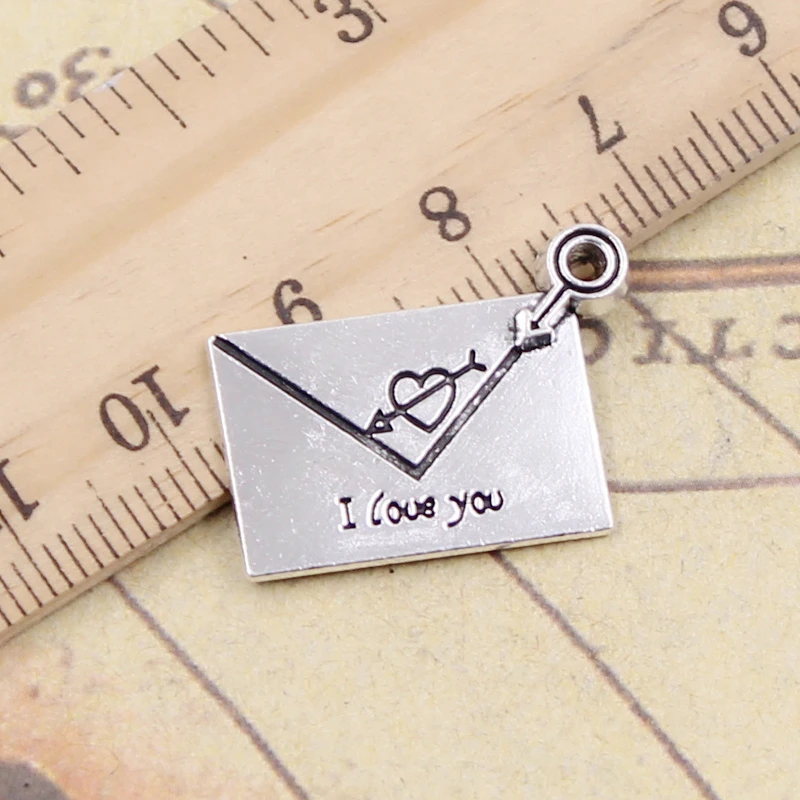 10 шт. Подвесок в виде влюбленного надписью I Love You 14x20 мм Тибетский серебристый