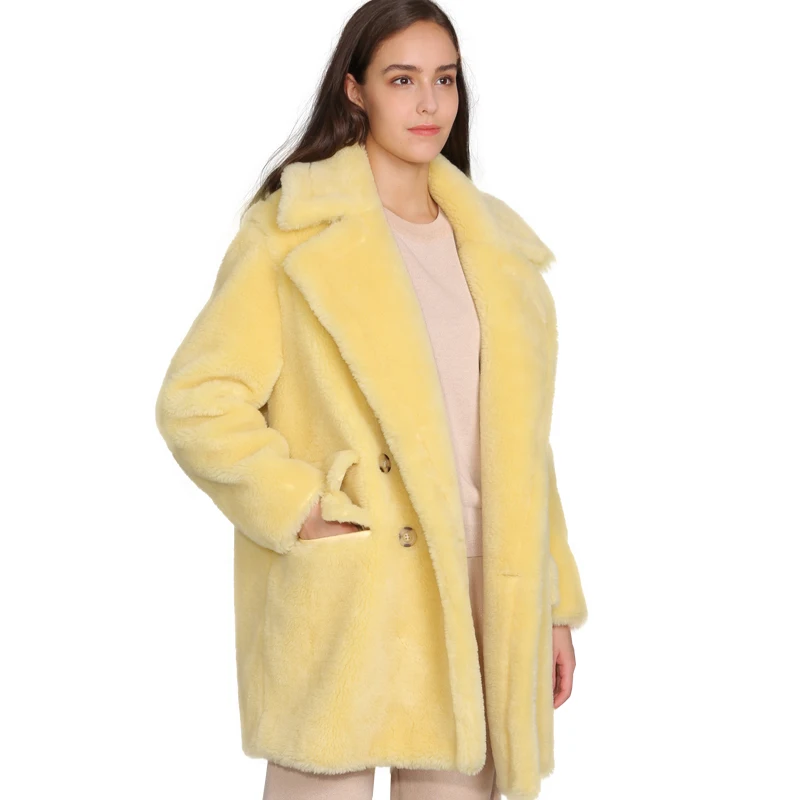 

MAOMAOFUR Real Wool Teddy Coat Women New Fashion Real Sheep Fur Jacket Female Warm Oversize Winter Outerwear Wool Clothing