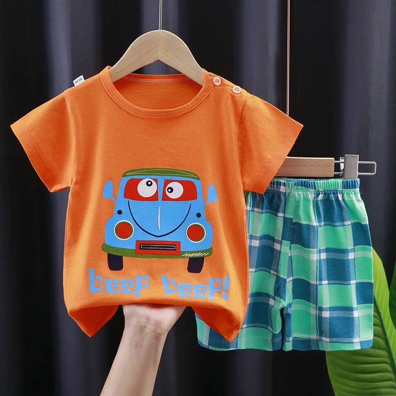 Baby Boy Girl Clothes Set Summer Pajamas Suit Infant Newborn Short Sleeve Clothing Elephant Print Costume Cotton Sets Baby Outfits Baby Boy Outfits