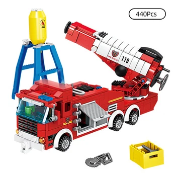 

440pcs City Fire Truck model Building Blocks Clearing and Rescue Vehicle Fireman Figures Bricks Construction Toy for Children