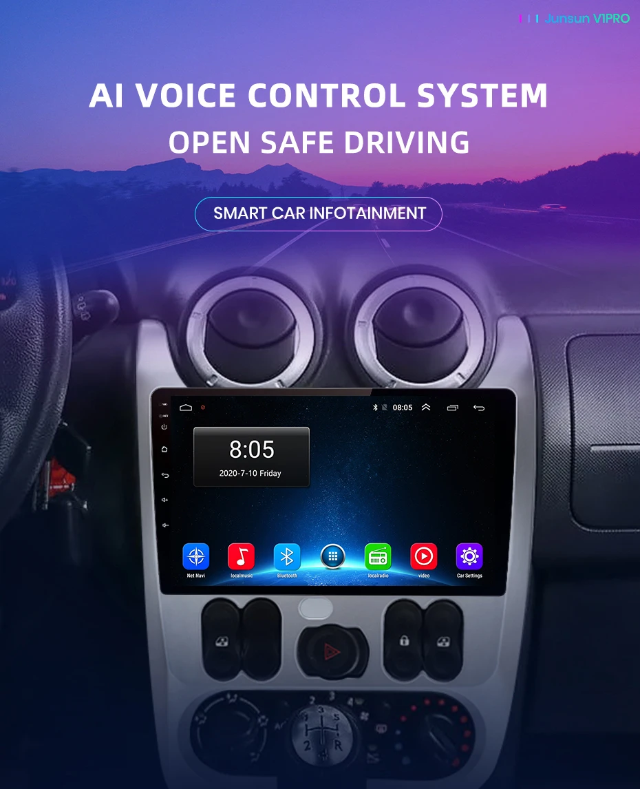 Junsun V1pro 2 din Android Auto Radio for R-enault Logan 1 Sandero  2009-2015 Dacia Duster Carplay 4G Car Multimedia GPS autoradio,for R-enault