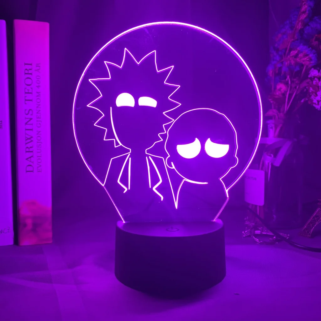 Funny Rick& Morty Figure Led Night Light for Kids Bedroom Decoration Color Changing Nightlight Cool Bedroom Lamp Rick and Morty