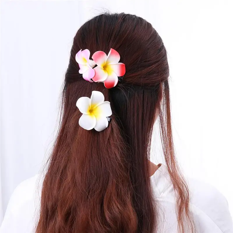 Hair Claw Hair Clips Hair Accessories Plumeria Beach Flowers Barrette For Women Kids