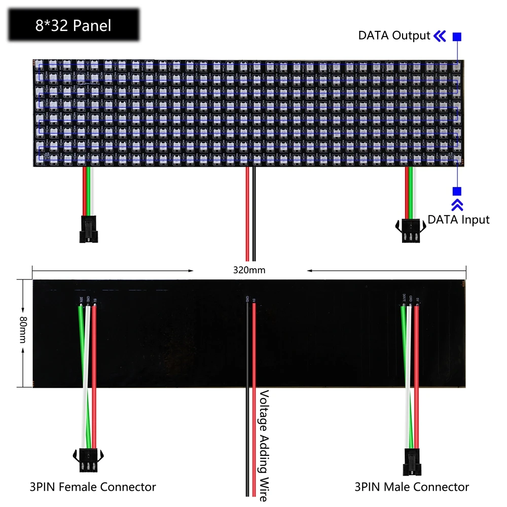 WS2812B LED Panel Screen WS2812 8*8 16*16 8*32 Pixels Module Light With SP110E B