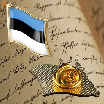 

Euro Emblem Metallic Painted Badge Estonian Flag Brooch Lapel Safety Buckle Collection