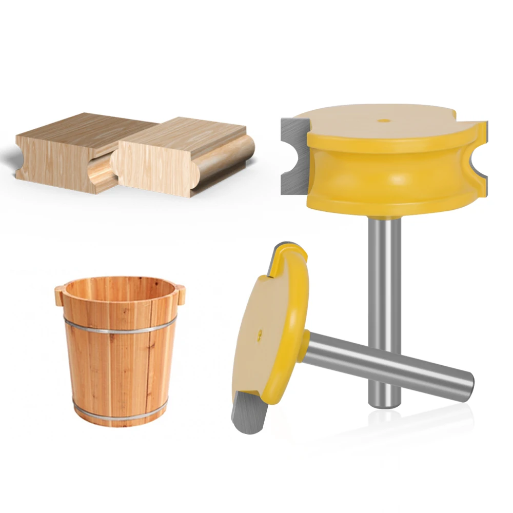 2 Stück 6 mm 1/4 Zoll Schaft Flöte und Perlenfräser Bogen Holzarbeit T-förmige Zapfenbits Schlitzenfräser Set Fräser für Holz – Detail 7