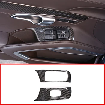 

2pcs Left Hand Drive Car Real Carbon Fiber Interior Window Lift Button Frame Trim For Porsche 911 718 2016-2019 Accessories