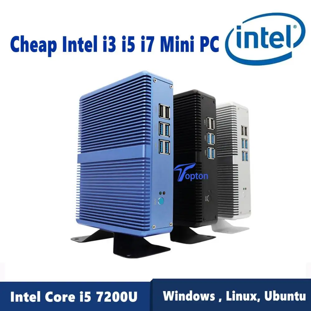 Topton NUC Intel Core i5 7200U Pentium DDR4 16GB микро ПК Безвентиляторный Компьютер Linux Windows 10 HD graphics 620 4K HTPC HDMI VGA