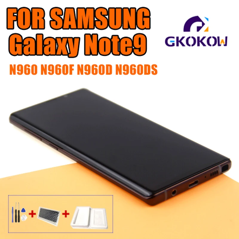 Super AMOLED для samsung Galaxy Note 9 Lcd дисплей кодирующий преобразователь сенсорного экрана в сборе N960 N960F N960D N960DS lcd с рамкой