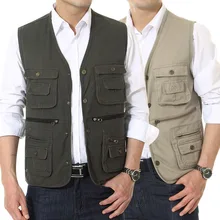 Среднего возраста весна и осень Открытый Мульти-карманы с хлопком дышащий Повседневный жилет Лето рыбалка жилет