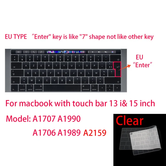 Keyboard cover for Apple Macbook pro13/16/15 Air13 inch All series Laptop silicone Case Transparent Clear Protecter film EU/US D
