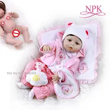 NPK 56 см младенец получивший новую жизнь девочка кукла полное тело Мягкий силикон 0-3 м настоящий ребенок размер bebe кукла возрожденная Ванна игрушка Анатомически правильная