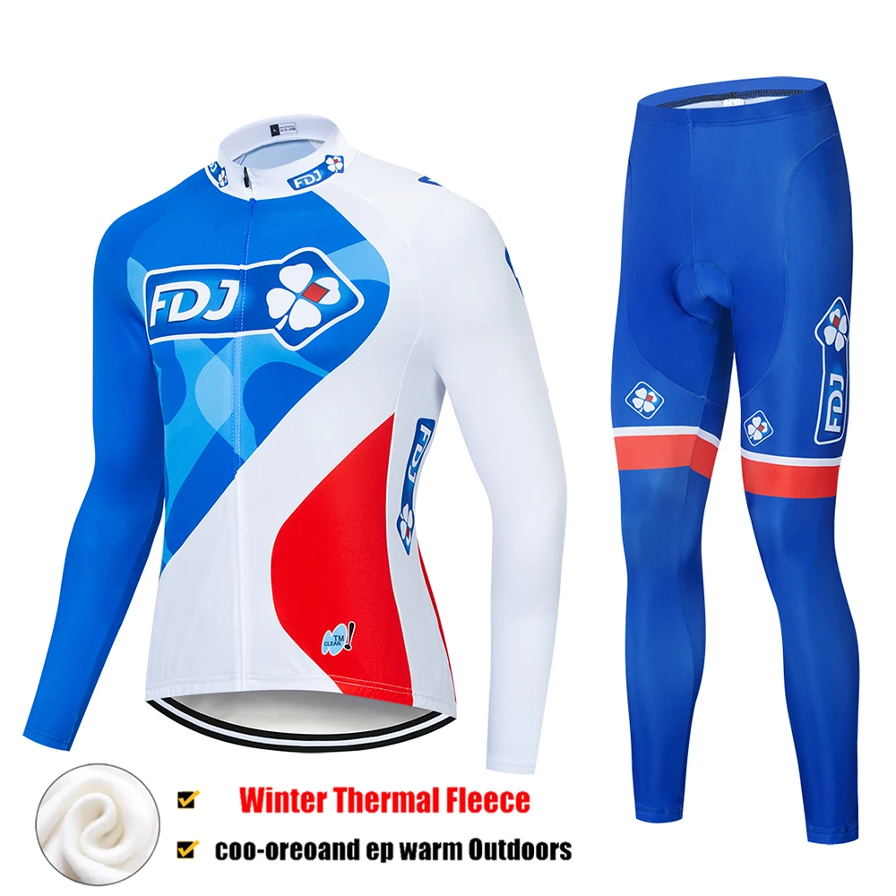 Pic Color Pro Team FDJ зимняя велосипедная майка 9D брюки набор MTB Униформа велосипедная одежда мужская теплая флисовая велосипедная Одежда для велоспорта - Цвет: Pic Color