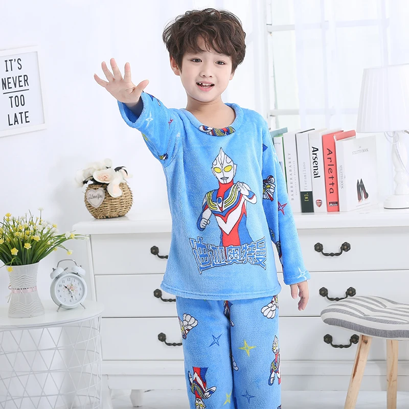 style 18 Зимний фланелевый детский пижамный комплект, г. Теплая детская одежда для дома, костюм ночное белье для девочек с героями мультфильмов Повседневный пижамный комплект для подростков, домашняя одежда для мальчиков - Цвет: style 18