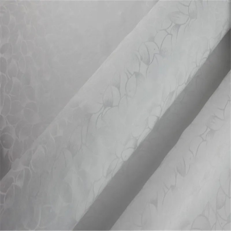 1 white Silk Cotton Fabric Jacquard 20m/m 44inches Petal Design Floral Pattern Silk Blend Viscose Material for Han Chinese Clothing - Color: 1 white
