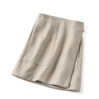 

2020 Asymmetric Women Mini Skirt Early Spring Wool Blend Ladies A-line Short Skirts Clothes