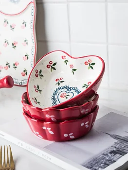 

Ceramic cherry bowl creative lovely salad bowl Domestic fruit bowl salad bowl ceramic bowl soup bowl mixing bowl ramen bowl