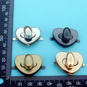 

10 sets/lot heart shape High Quality Twist Turn Lock Clasp Closure Women leather Handbag Bag Parts Hardware DIY L0356