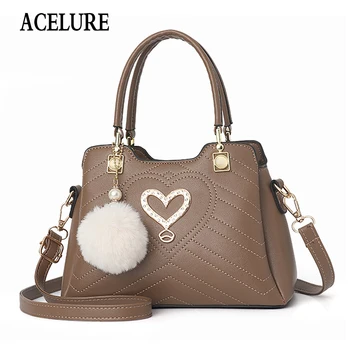 

ACELURE Women Bag Shoulder Bag for Women High Quality Fashion Leather Bags New Hairball Handbag Ladies Casual Crossbody Bags