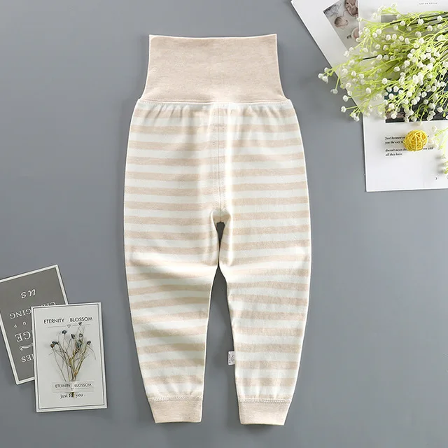 camel big stripe Подштанники для маленьких мальчиков и девочек, хлопок, с высокой талией, для мальчиков и девочек, нижнее белье для новорожденных, одежда для малышей на весну-осень, От 3 месяцев до 2 лет - Цвет: camel big stripe