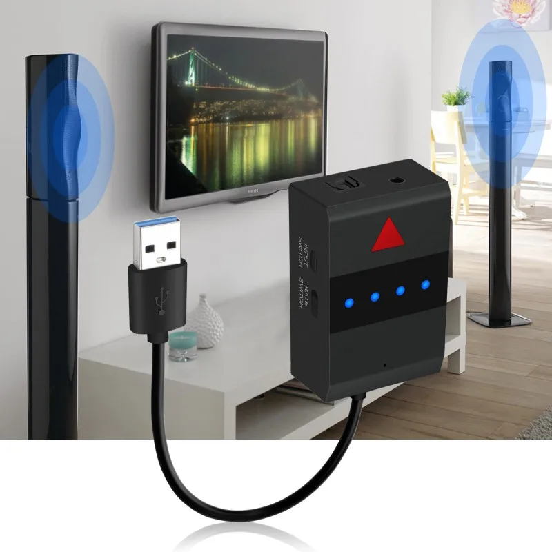 Портативный Bluetooth передатчик 3,5 мм Цифровой оптический порт ТВ компьютер аудио адаптер USB источник питания