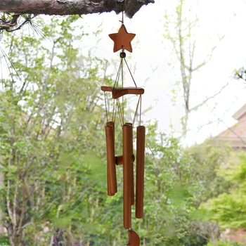 

Bamboo Wind Chimes Star Moon Craft Wood Handmade Indoor And Outdoor Wall Hanging Wind Chime Decoration Room Dropshipping