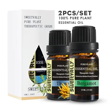 

New 2Pcs Bergamot & Thyme Essential Oil Diffuser Aromatherapy Essential Oil Relieve Stress Essential Oil For Air Humidifier