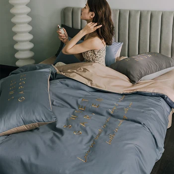 

Luxury Nordic Cotton Simple Soft Warm Bedding Set Luxury Letter Creativity Breathable Design Edredones De Cama Home Decor Ec50ct
