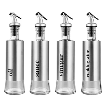 

Olive Oil Cruet Bottle Dispenser Kitchen Stainless Steel No-drip Bottles Soy Cruet Sauce Vinegar Dispenser Pourer Bottle