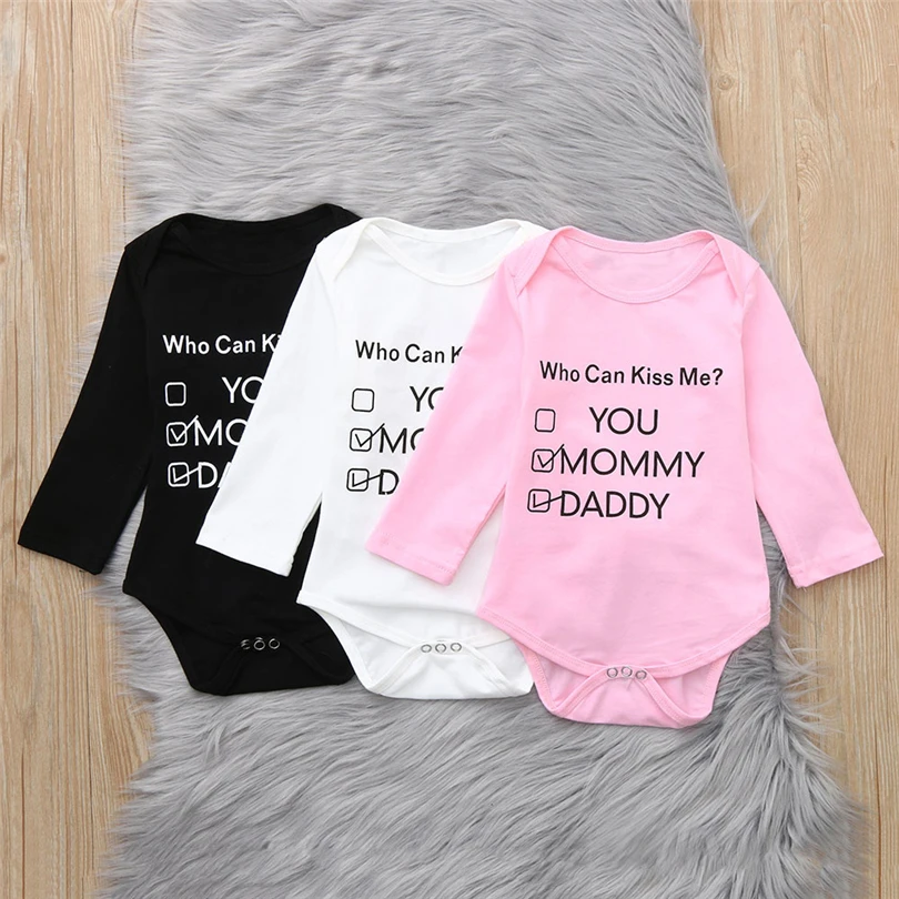 

Newborns Long Sleeved Romper Bodysuit Infant Baby Boys Girls Daddy Mommy Letter Print Fashion Autumn Winter Jumpsuit 3-24M A20