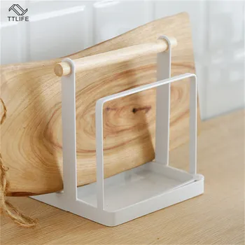 

TTLIFE Iron Cutting Board Storage Stand Household Wooden Handle Vertical Cutting Board Rack Multifunctional Kitchen Stand