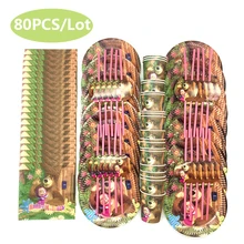 

20People Party Girl with Bear Cartoon Birthday Party Decorations Girls Boys ​Disposable Tableware Plate Napkin Baby Shower Decor