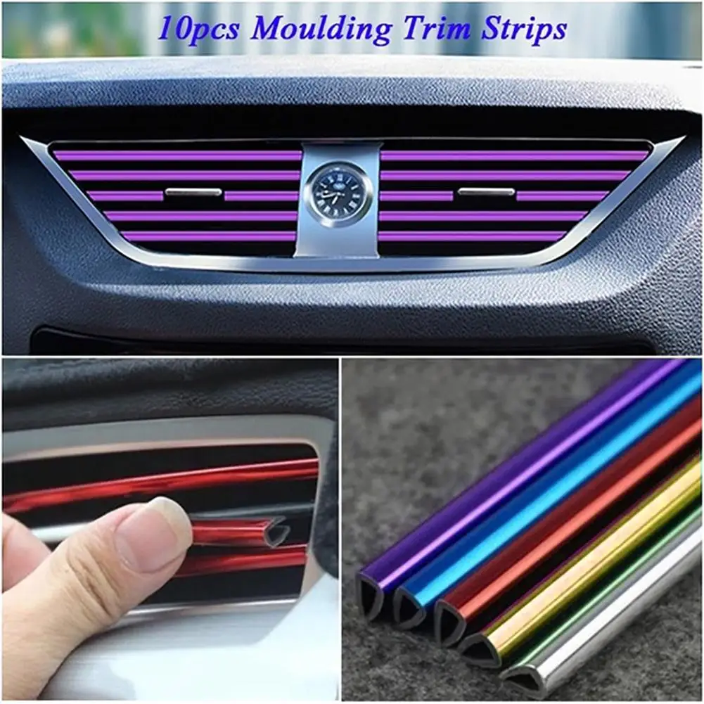 20cm Car Air Conditioner Outlet Decorative U Shape Moulding Trim Strips Auto Car Door Guard Edge Corner Protector 10Pcs