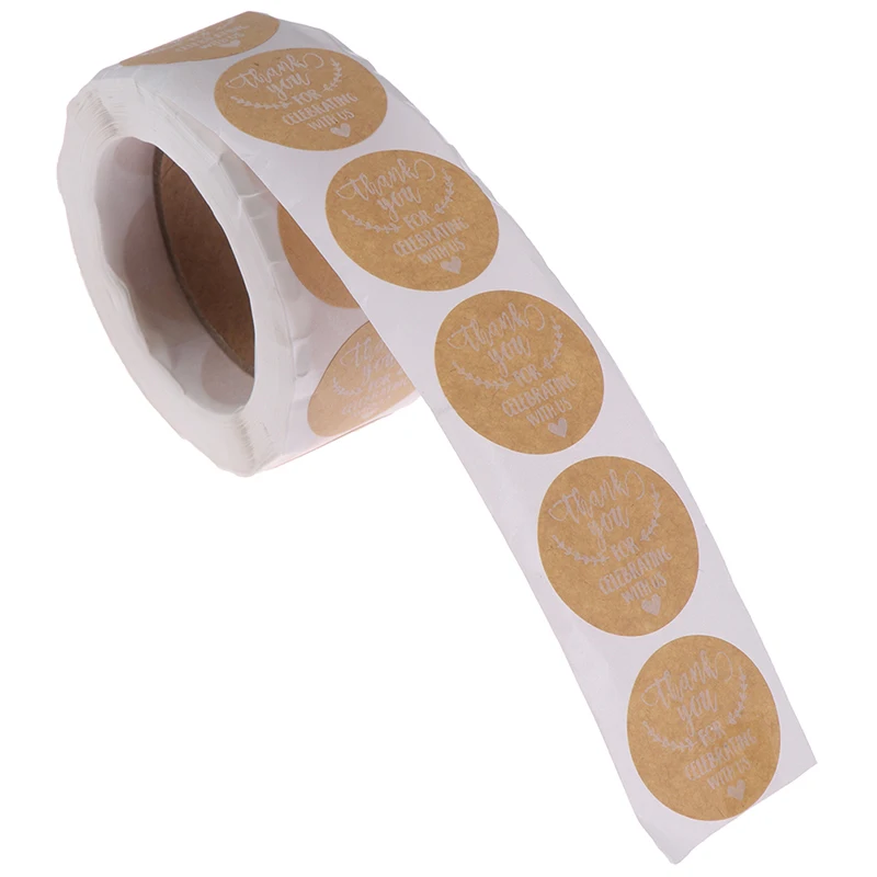 

500pcs Thank You For Supporting My Business Kraft Stickers With Gold Foil Round Labels Sticker For Small Shop Handmade Sticker