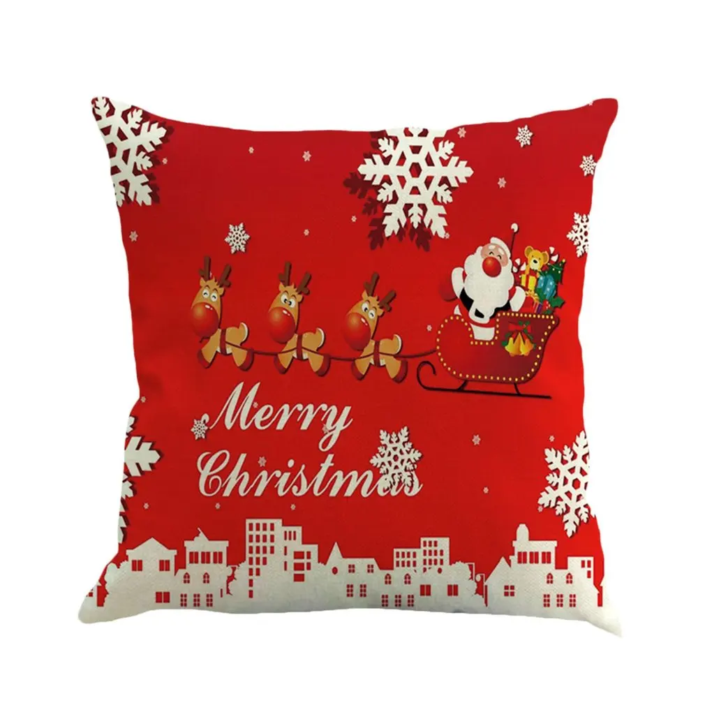 Льняная наволочка Рождественская для спальни дивана украшения домашнего офиса |