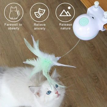 

Electronic Motion Ball Cat Toy USB Electric Pet Cat Toy LED Light Funny Cat Stick Can Change Feathers Can Be Clip Pet Toys Ball