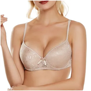 

Fashion Women Cotton with Bow Bras Sexy Lace Bra Cup Super-thin Gathered Comfortable Underwear Red Beige Pink Wholesale 10H