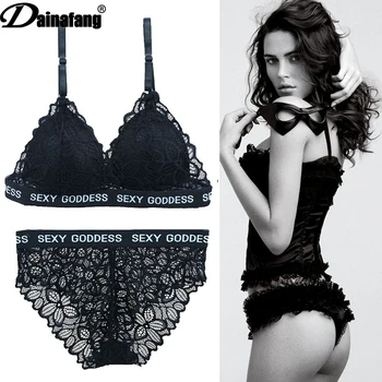 

DNF DAINAFANF Ladies retro black lace lace B Ralette Bra wireless bra push chest shirt suit Cami Triangle sexy shirt triangleAB