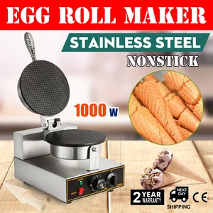 Подробная информация о коммерческой электрической вафельной машине из нержавеющей стали для приготовления мороженого, яиц, 110 В - изображение