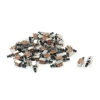 

50PCS 6Pins Self-Locking Tactile Push Button Switches Black 25x13x8mm