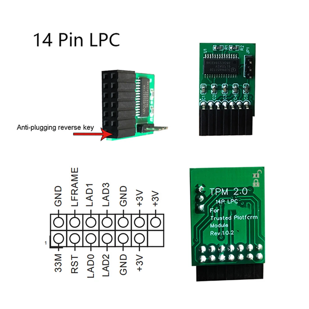 14Pin SPI / LPC 14Pin 18Pin 20Pin TPM2.0 Security Module For ASROCK Tpm2 -SLI -S -SPI Trusted Platform