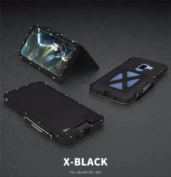 Черный Чехол для телефона R-JUST Armor King s для samsung Galaxy S9 S9 Plus Железный человек стальной металлический противоударный чехол для Galaxy S8 S8 Plus флип-чехол - Цвет: Черный