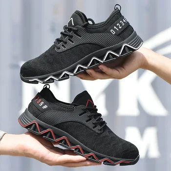 

Steel Toe Cap Shoes Anti Smashing Protective Work Shoes Safety Boots Puncture Proof Safety Shoes Black And White/Red