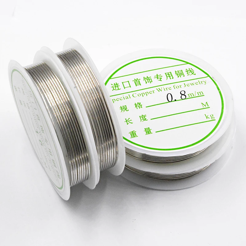 silver-0.8mm-2.5M 1 рулон 30-2M Серебряный Цветной Медный провод 0,2/0,25/0,3/0,4/0,5/0,6/0,8/1,0 мм "сделай сам" для изготовления ювелирных изделий браслет& Цепочки и ожерелья висячие серьги - Цвет: silver-0.8mm-2.5M