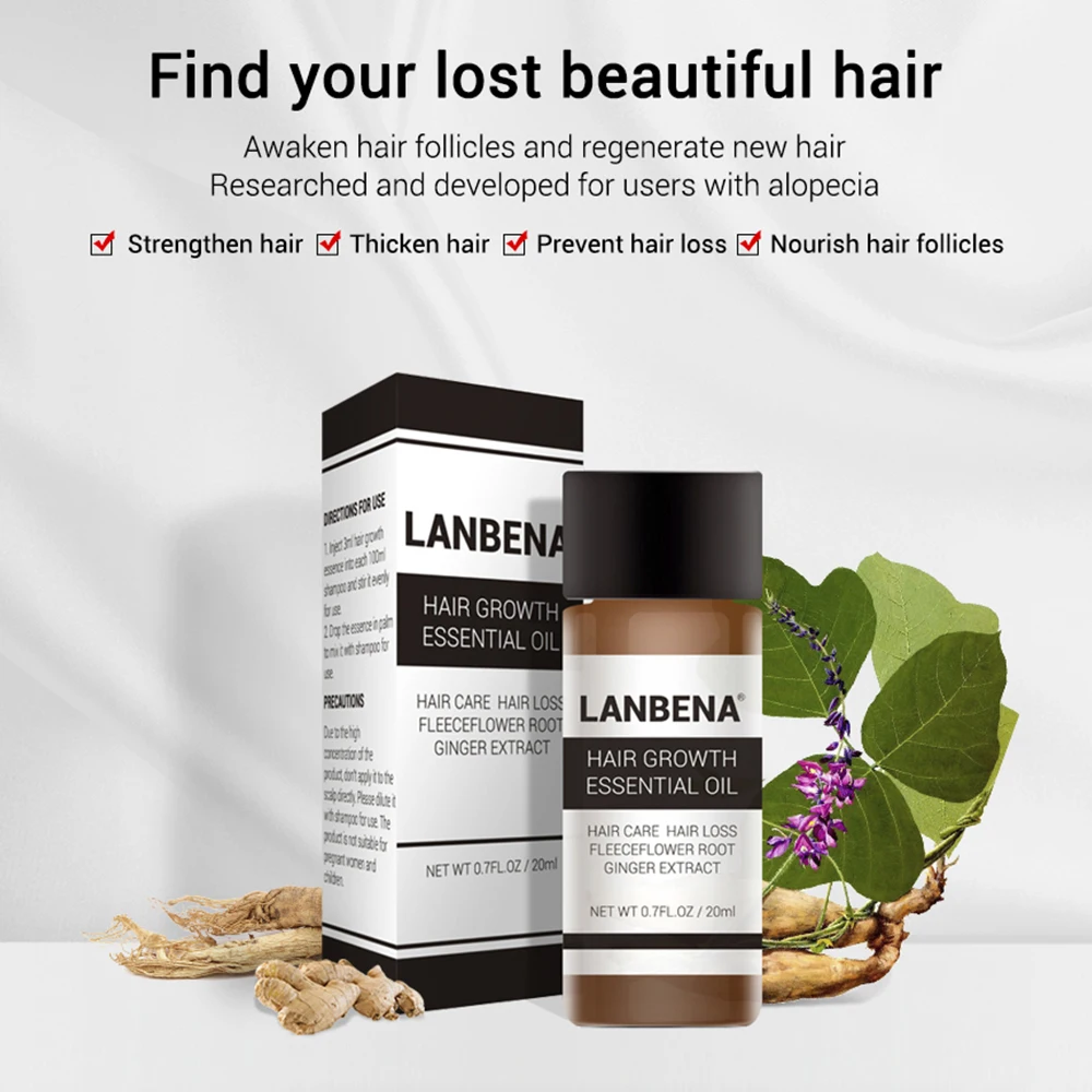 LANBENA 20ml Hair Growth Essence Fast Powerful Regrowth Essential Oil Treatment Preventing Hair Loss Care Serum 4
