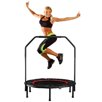

Fitness Silent Mini Trampoline Indoor With Adjustable Handrail Bungee Rebounder Gym Jumping Sports for Adults Kids Safety 101cm