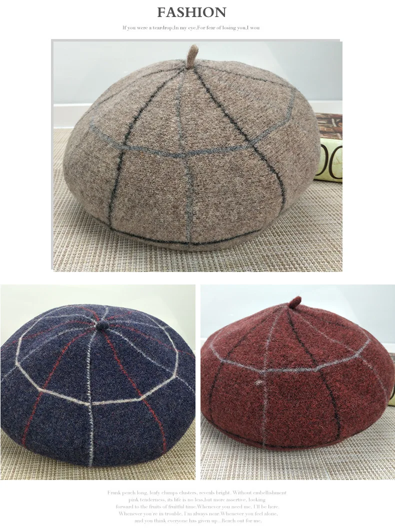 YUFA001 Модный женский колпачок из шерсти девушка веб Emebroidery берет художника тыквы шляпа Gorras