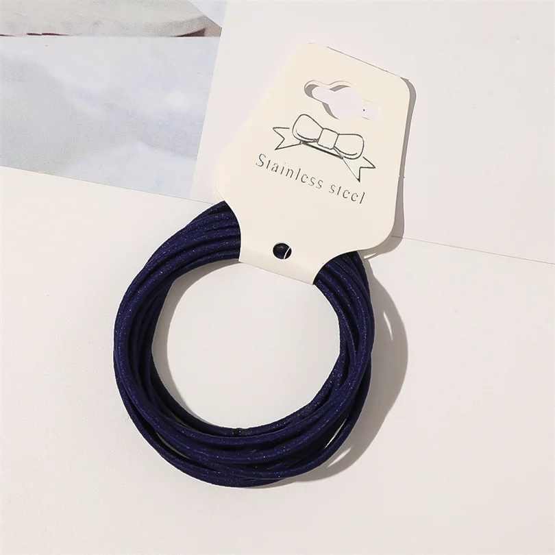 10PCS Frauen Mädchen Einfache Grund Elastische Haar Bands Krawatten Scrunchie Pferdeschwanz-halter Gummibänder Mode Stirnband Haar Zubehör – Detail 14